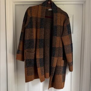 Revolution Brown and Black Checkered Cardigan